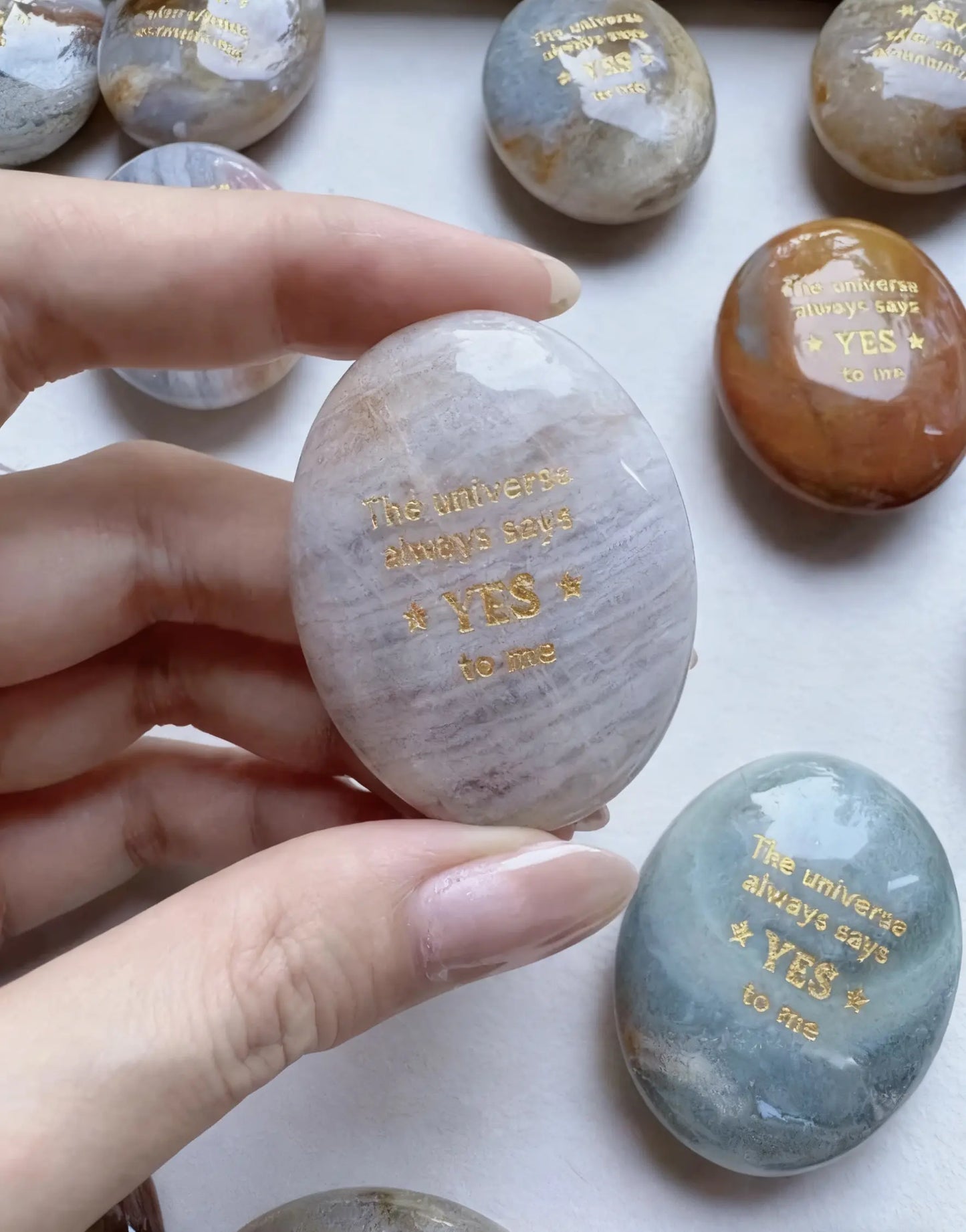 The "Instant Yes" Palm Stone - Ocean Chalcedony