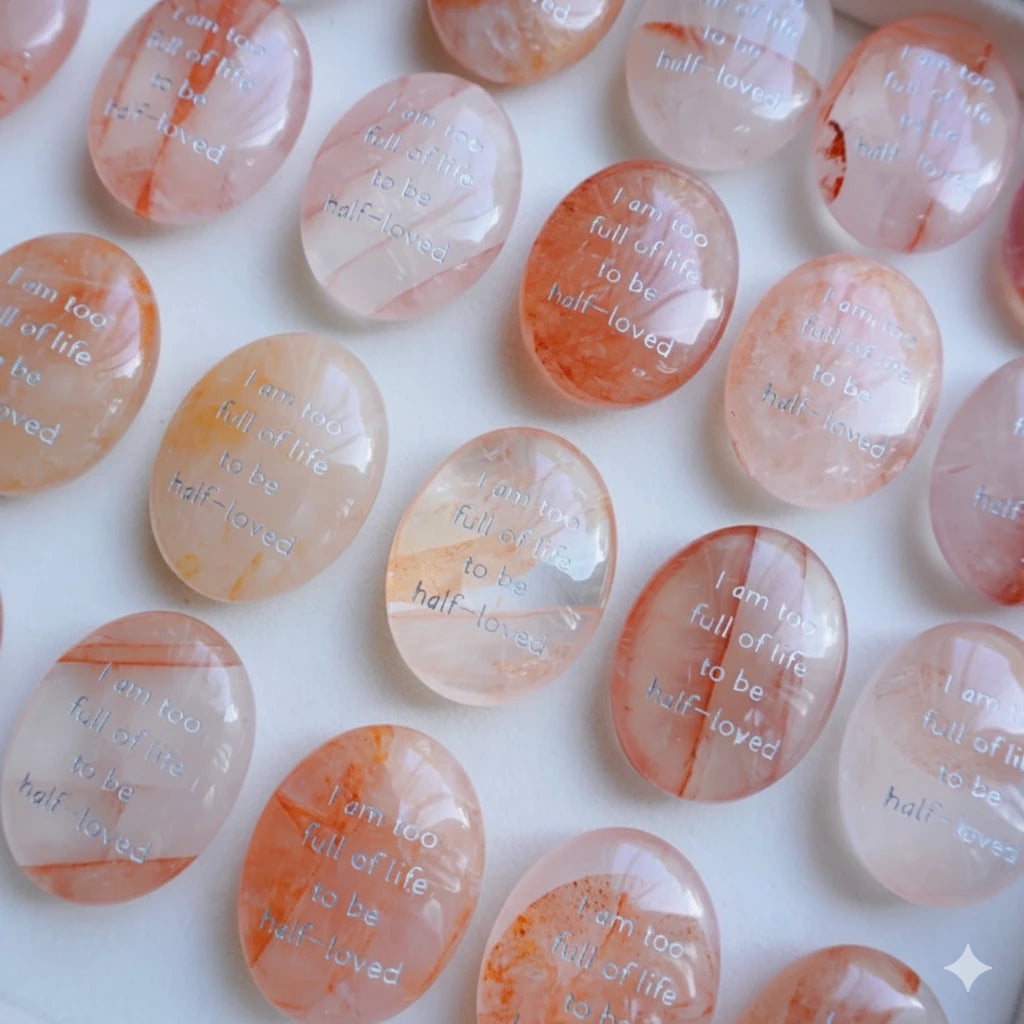 Red Aura Quartz Love Palm Stone - "Full of Life"