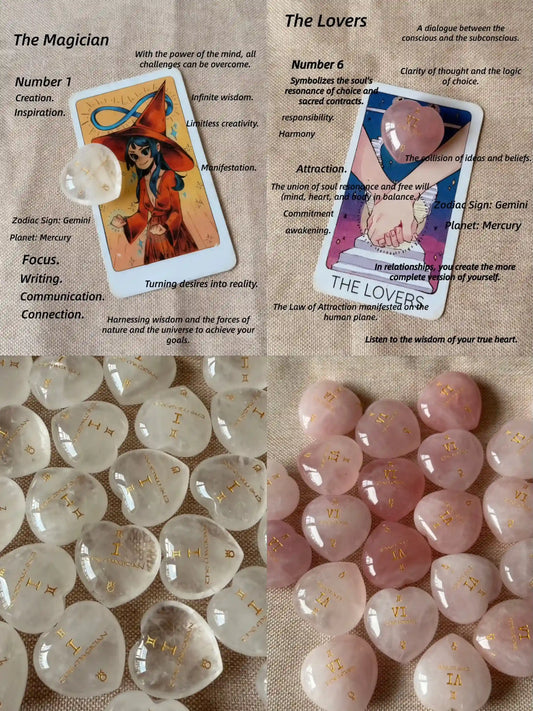 Tarot Element Natural Crystal Heart Palm Stone (2 Styles)
