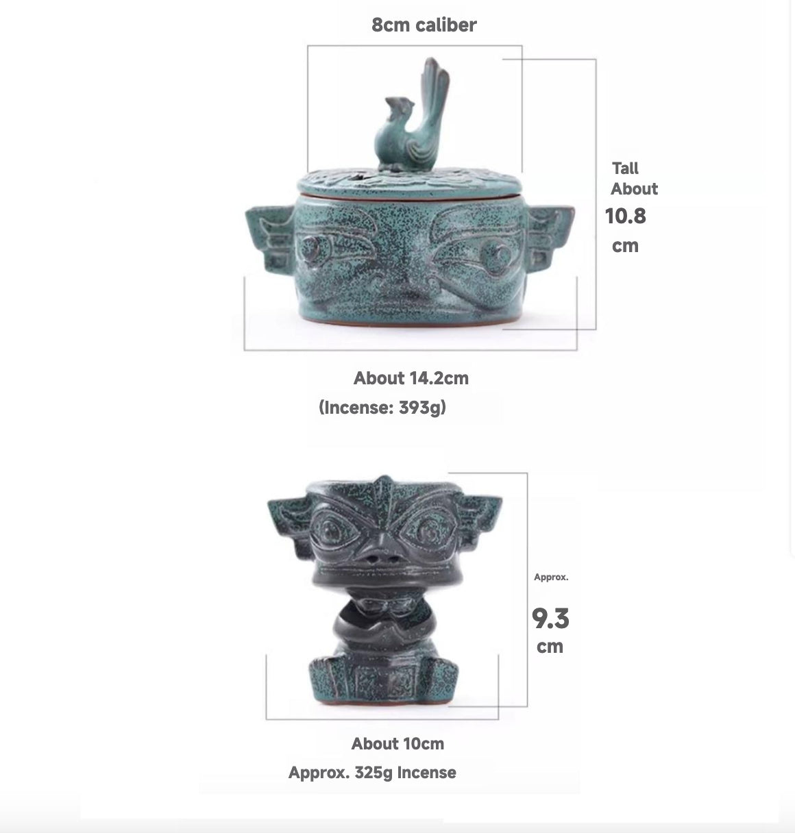 Sanxingdui Ceramic Incense Burner Ancient Bronze Style for Sticks & Backflow Incense