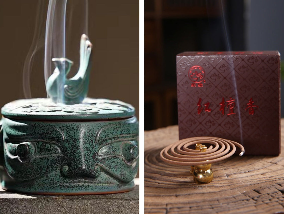 Sanxingdui Ceramic Incense Burner Ancient Bronze Style for Sticks & Backflow Incense