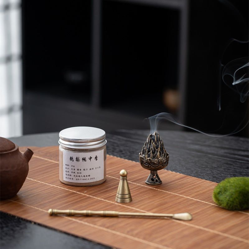 Silver-Lid Incense Powder Set with Boshan Burner – 8 Scents Available