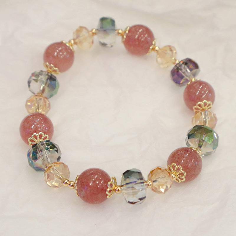 Strawberry & Rose Quartz Love Attraction Bracelet — 6mm Crystal Beads for Romance, Luck & Positive Energy 🌸✨