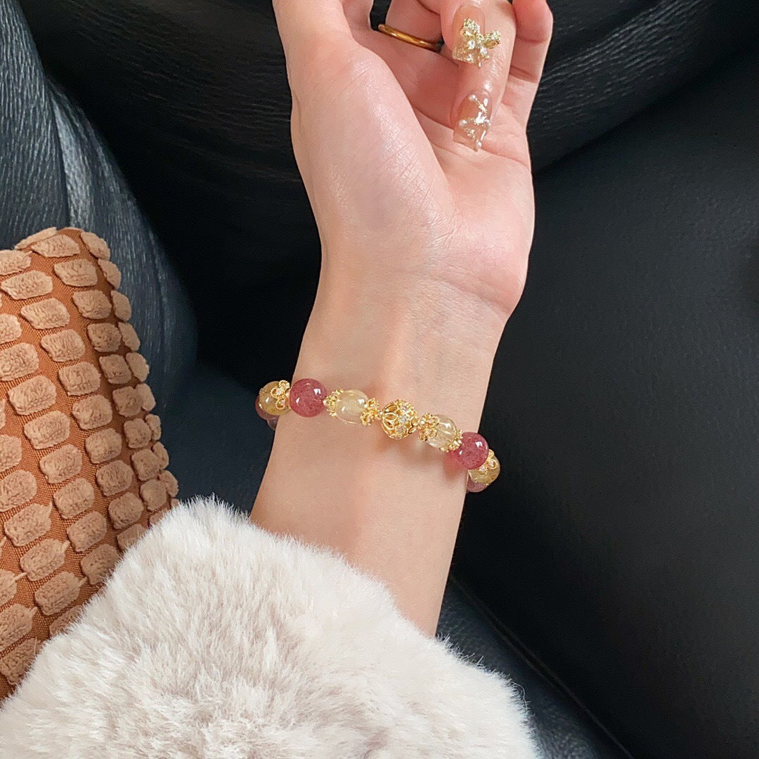 清冷感草莓晶手链女招财转运珠桃花旺事业手串送闺蜜女友生日礼物