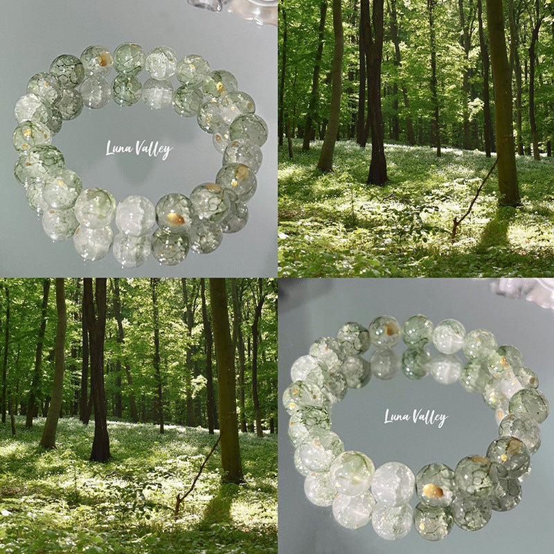 Zen Green & Sakura Glass Bead Bracelet — Luxury Minimalist Design for Couples & Friends 🌸✨