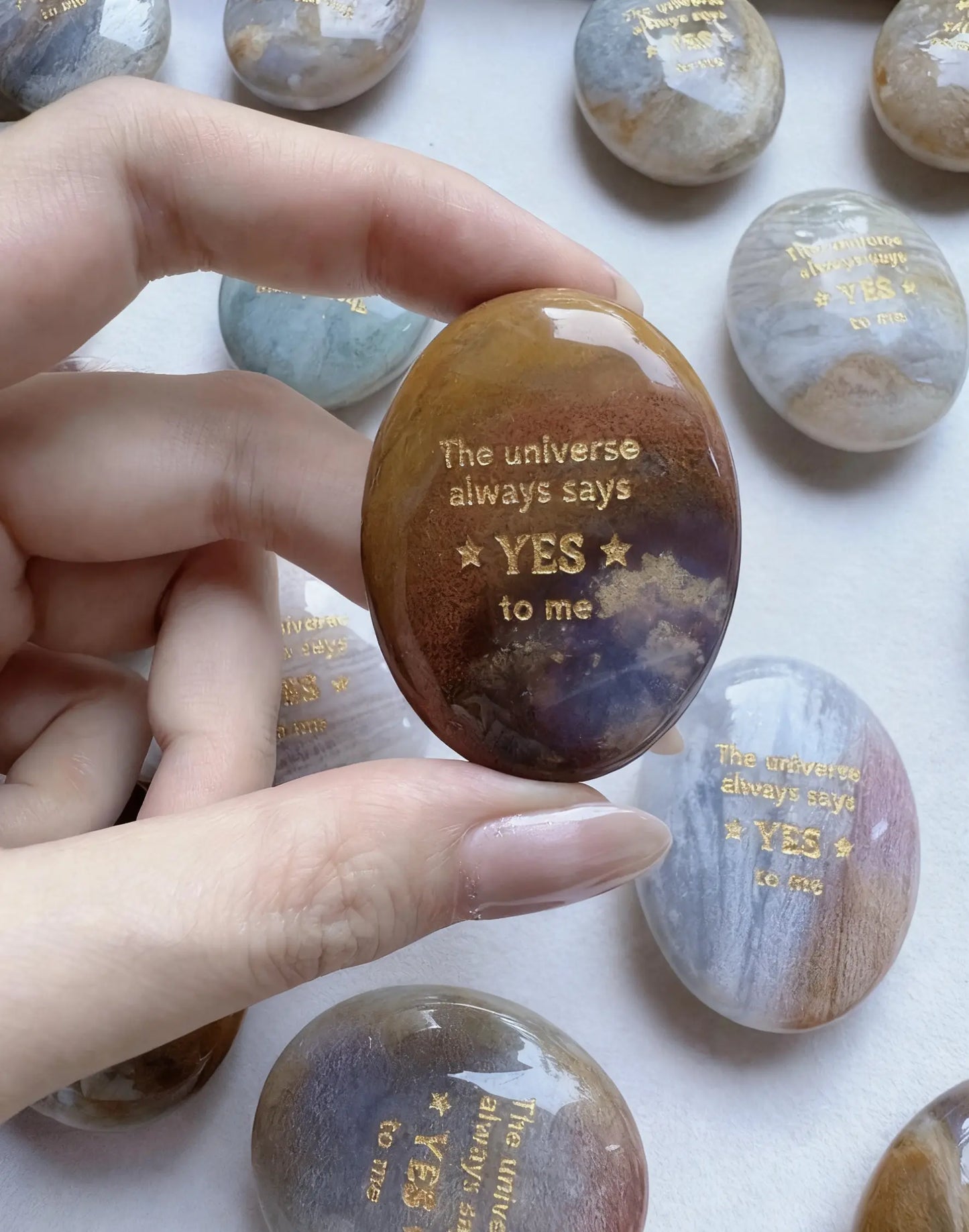 The "Instant Yes" Palm Stone - Ocean Chalcedony