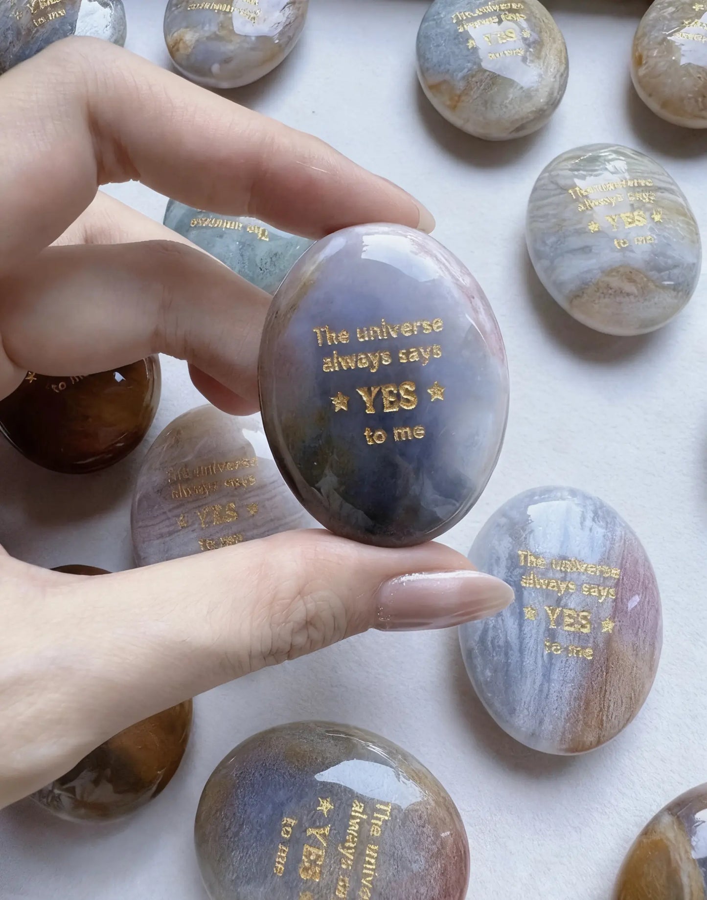 The "Instant Yes" Palm Stone - Ocean Chalcedony