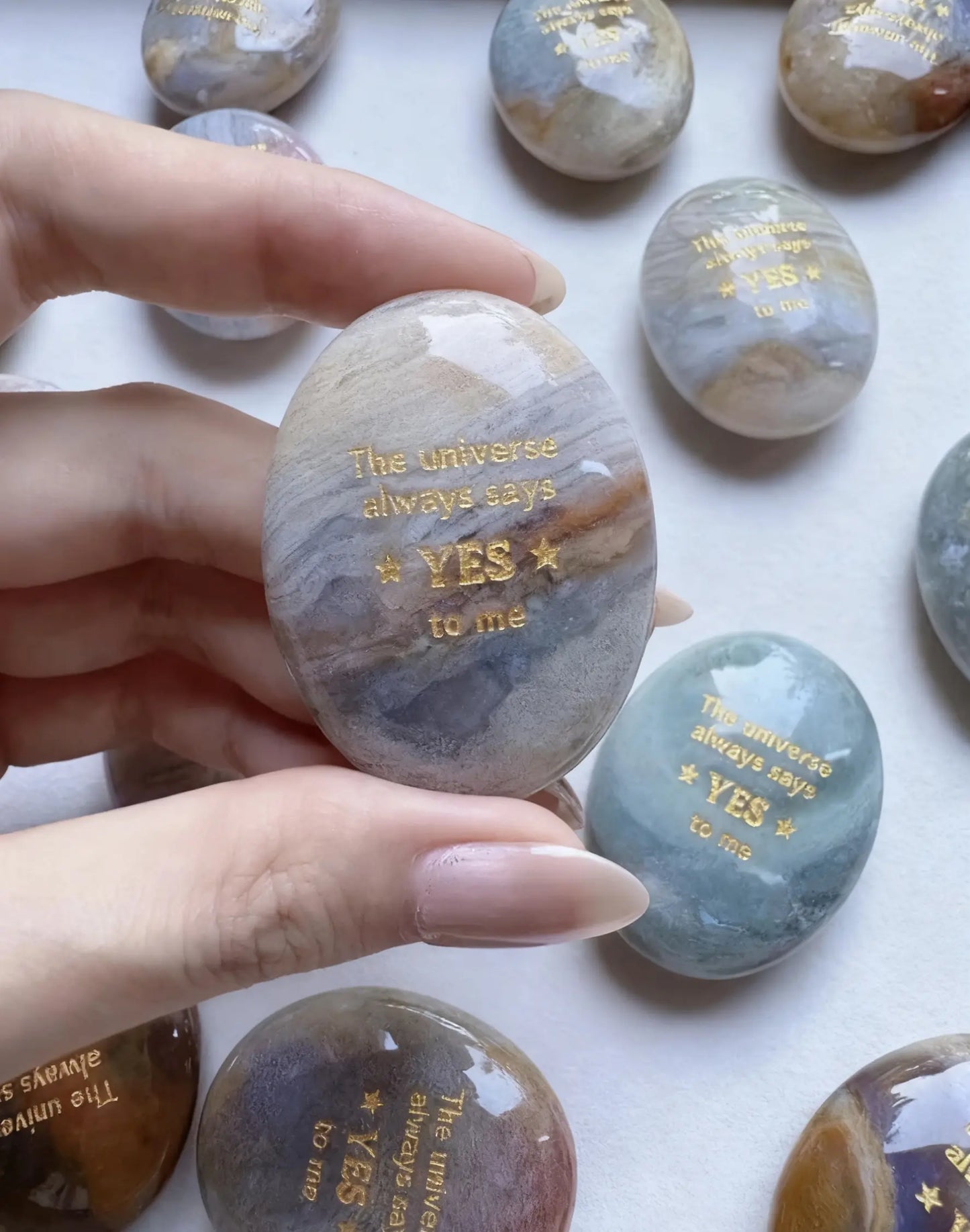 The "Instant Yes" Palm Stone - Ocean Chalcedony