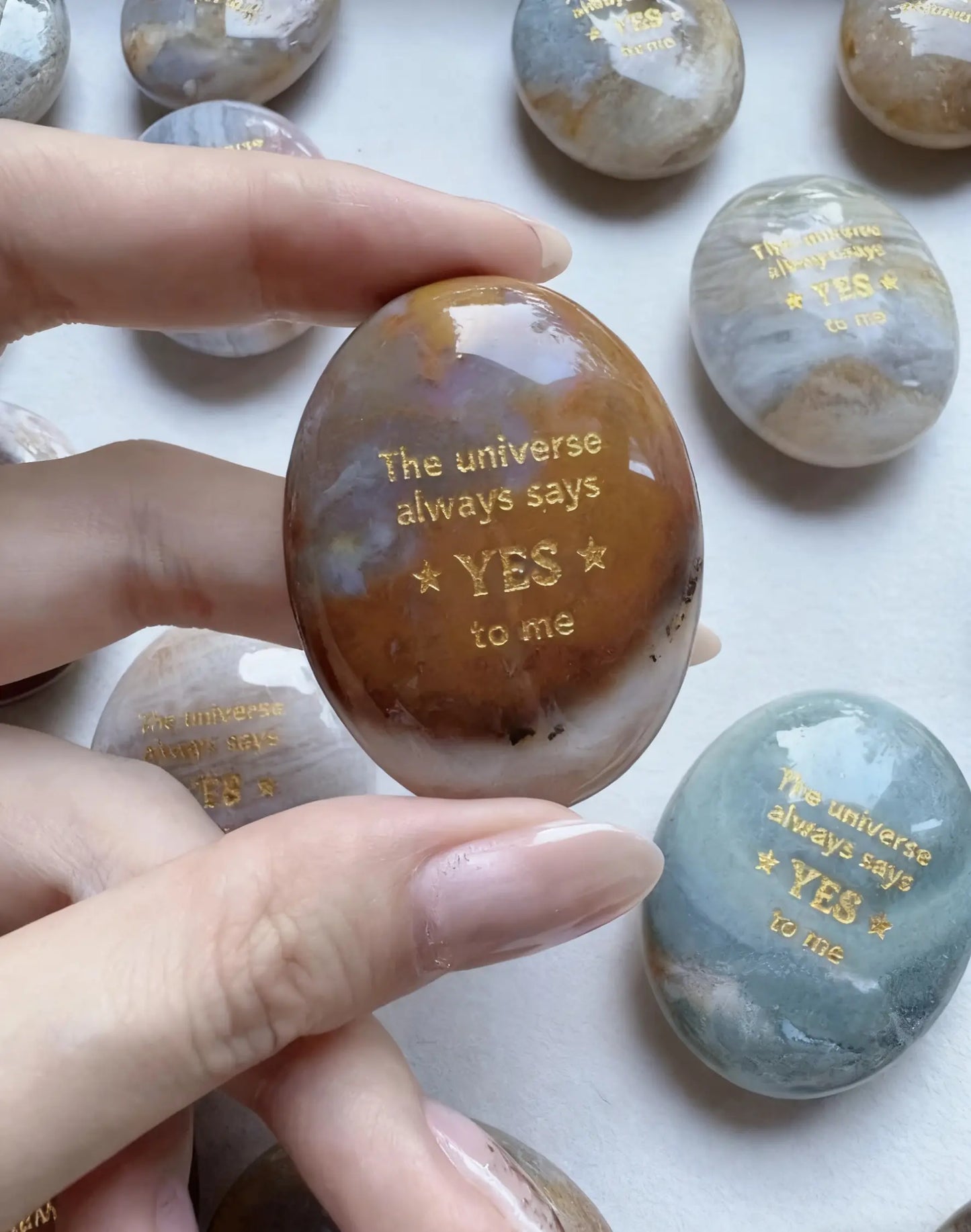The "Instant Yes" Palm Stone - Ocean Chalcedony