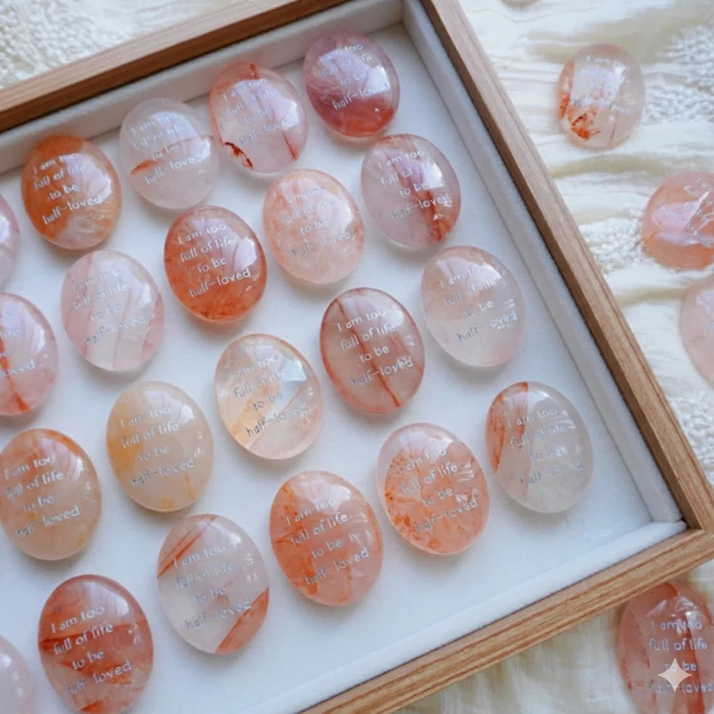 Red Aura Quartz Love Palm Stone - "Full of Life"