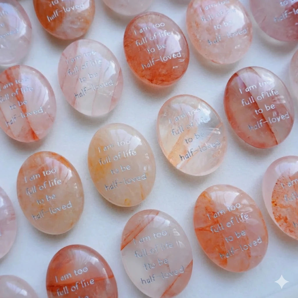 Red Aura Quartz Love Palm Stone - "Full of Life"