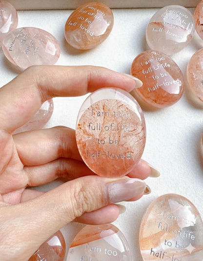 Red Aura Quartz Love Palm Stone - "Full of Life"