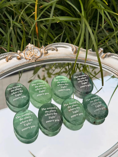 Green Fluorite Healing Palm Stone - Heart Healer