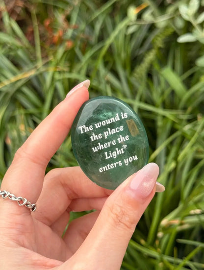 Green Fluorite Healing Palm Stone - Heart Healer