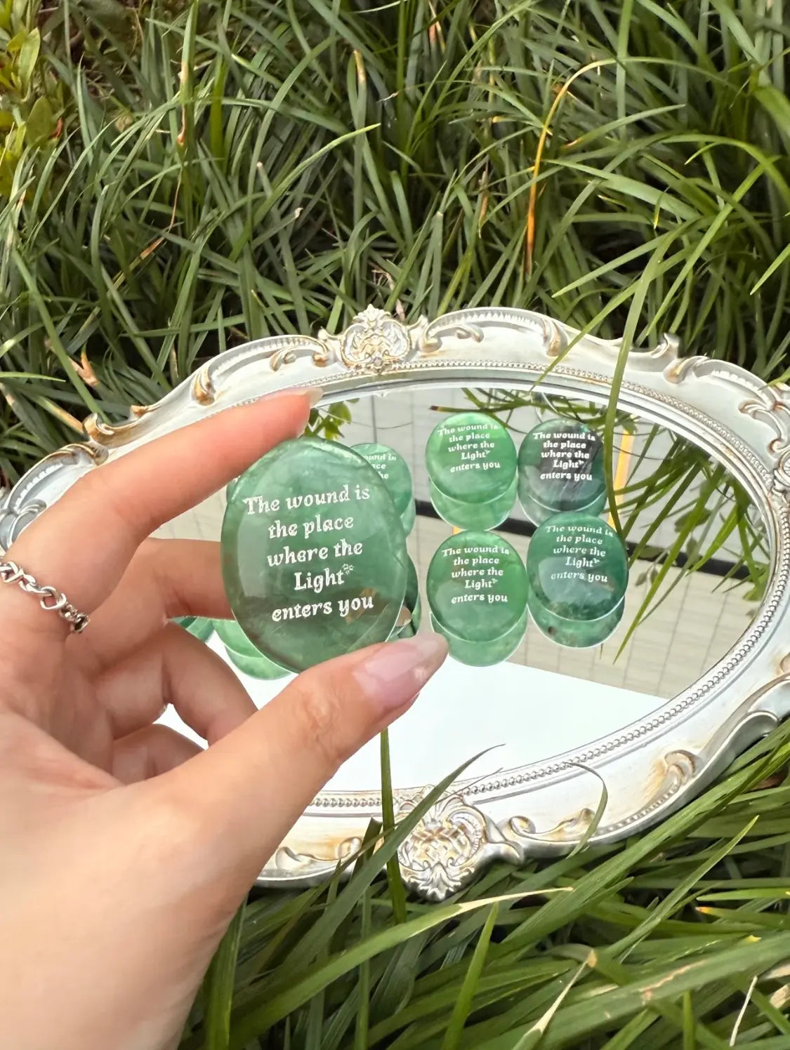 Green Fluorite Healing Palm Stone - Heart Healer