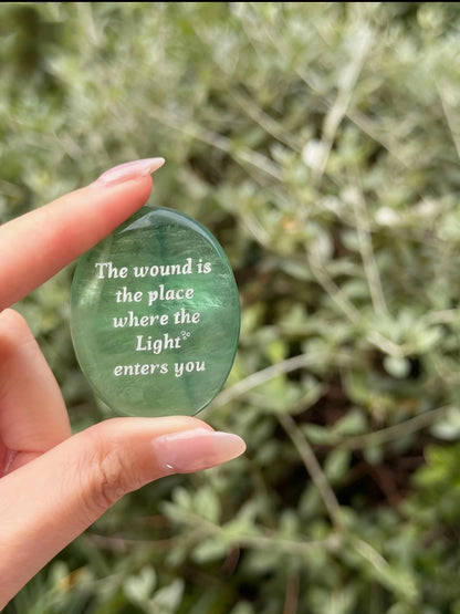 Green Fluorite Healing Palm Stone - Heart Healer