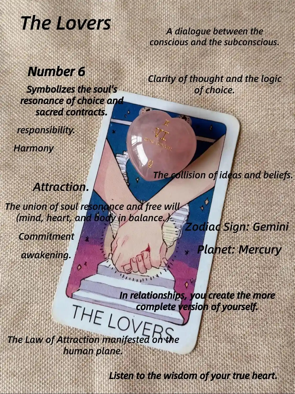 Tarot Element Natural Crystal Heart Palm Stone (2 Styles)