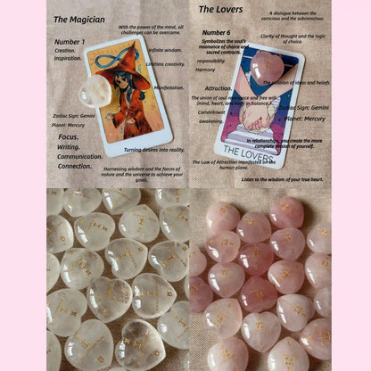 Tarot Element Natural Crystal Heart Palm Stone (2 Styles)