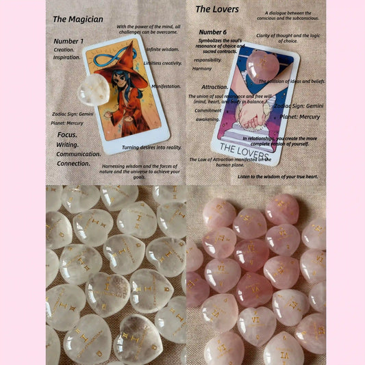 Tarot Element Natural Crystal Heart Palm Stone (2 Styles)