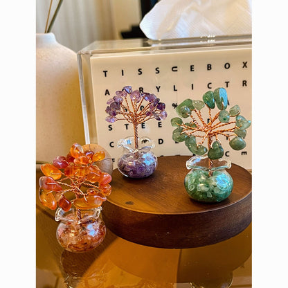 Mini Energy Crystal Trees for Healing & Abundance — Handcrafted Spiritual Desk Decor with Natural Gemstones 🌿✨