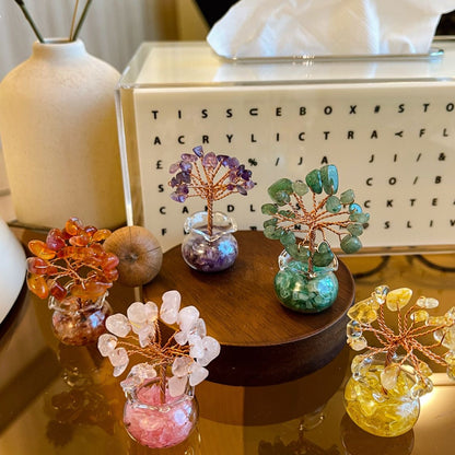 Mini Energy Crystal Trees for Healing & Abundance — Handcrafted Spiritual Desk Decor with Natural Gemstones 🌿✨