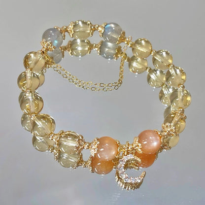 Wealth & Harmony Bracelet 💛 Citrine × Sunstone × Moonstone