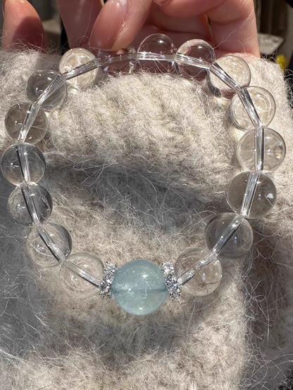 Clear Quartz & Aquamarine Healing Bracelet — Celebrity-Loved Energy Jewelry 🌊