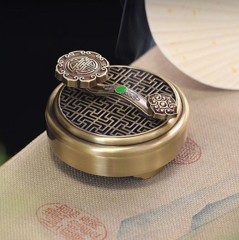 Ruyi Alloy Incense Burner  For Coils, Cones & Stick Incense
