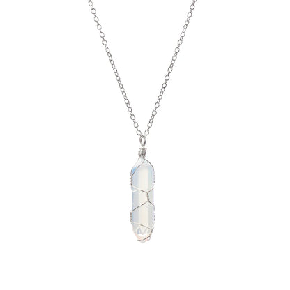 Jewelry Amethyst Blue sand Rose Quartz Hexagonal Cylindrical Crystal Necklace Wire Wrap Stone Pendant Natural Stone
