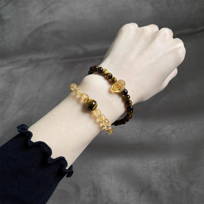 Wholesale 2025 Rizhao Jinshan Tiger's Eye Stone Citrine Double Circle Bracelet Beaded Women's Jewelry Gift Luxury Niche