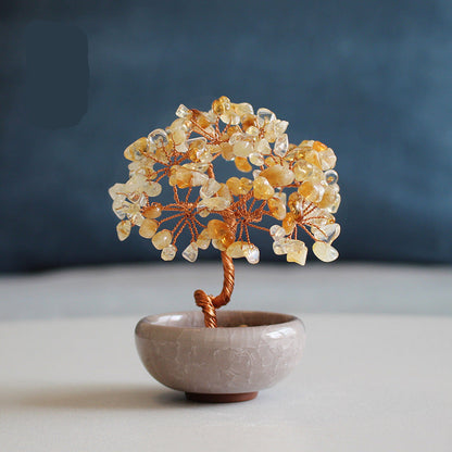 Citrine Crystal Tree for Wealth and Prosperity – Feng Shui Gemstone Tree with Natural Citrine Stones, Symbol of Abundance and Success.