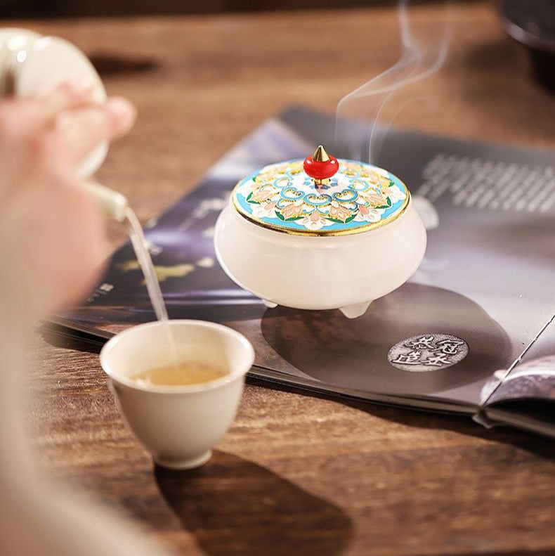 Enamel Jade Incense Burner