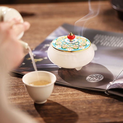 Enamel Jade Incense Burner