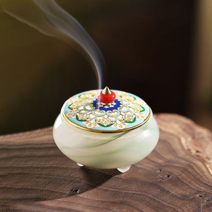Enamel Jade Incense Burner