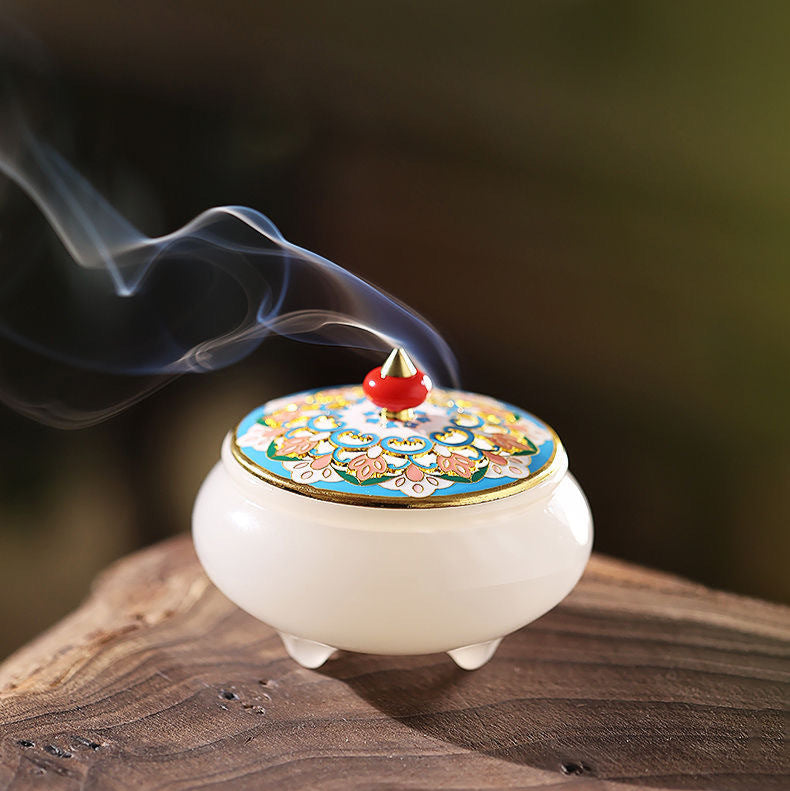 Enamel Jade Incense Burner
