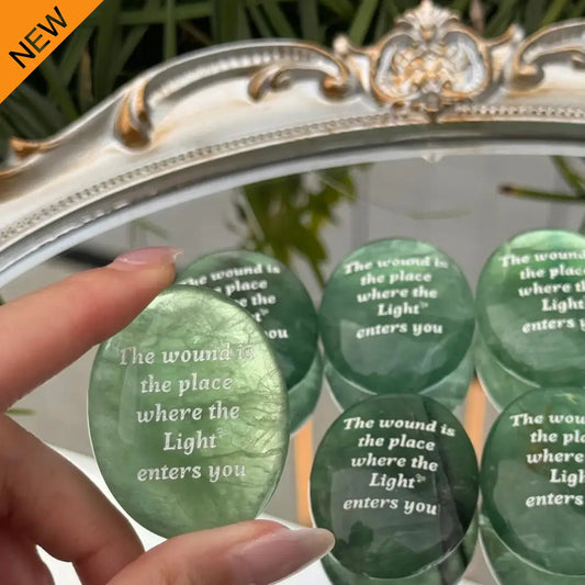 Green Fluorite Palm Stone — Healing crystal for meditation and self-growth.
