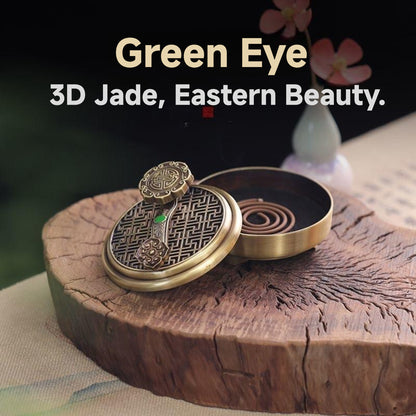 Ruyi Incense Burner — Solid metal incense holder for coil, stick, and cone incense, inspired by traditional Asian good luck symbols.