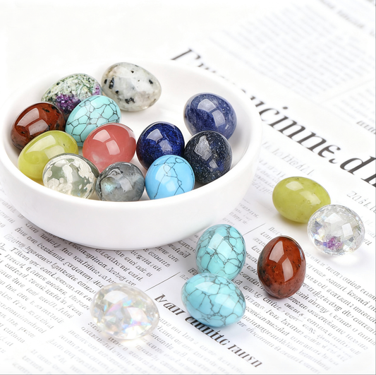 Healing Crystal Egg – Lapis Lazuli, Tiger’s Eye, Aventurine 🥚