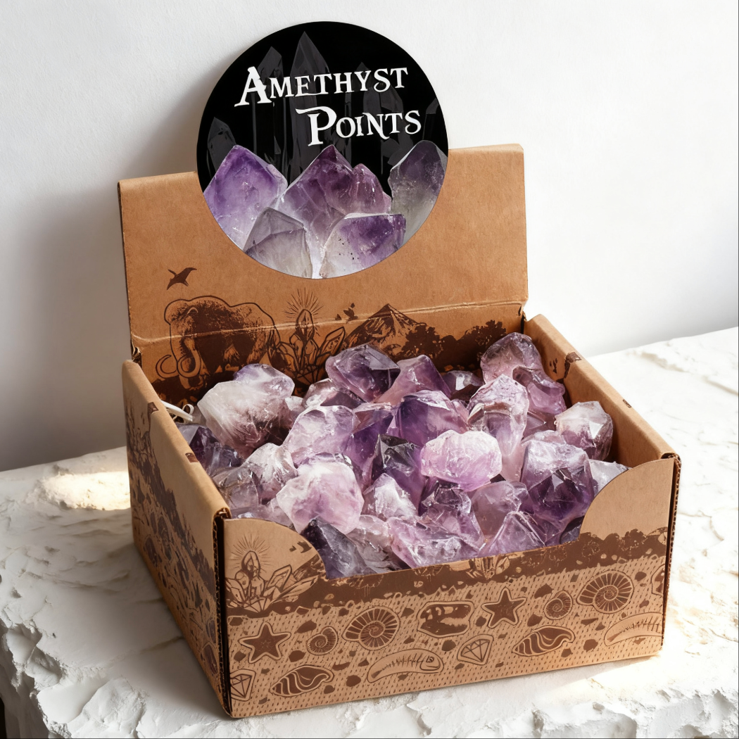 Natural Amethyst & Quartz Crystal Pillar — Healing & Energy